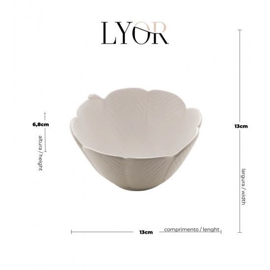 Bowl 13x7cm Decorativo De Cerâmica Banana Leaf Branco